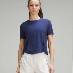 Lululemon Size 4 Lightweight Stretch Run Shirt Airflow Navy Blue